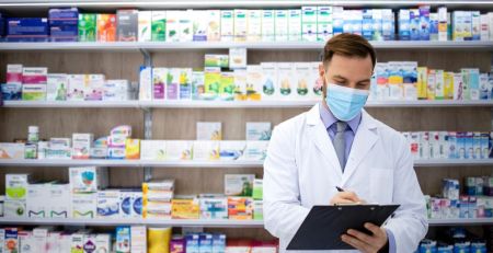 pharmacist wearing mask for safety